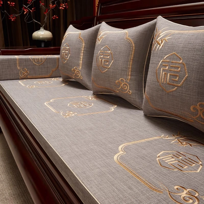 高端新中式红木沙发坐垫实木家具垫子防滑套罩海绵加厚罗汉床椅子