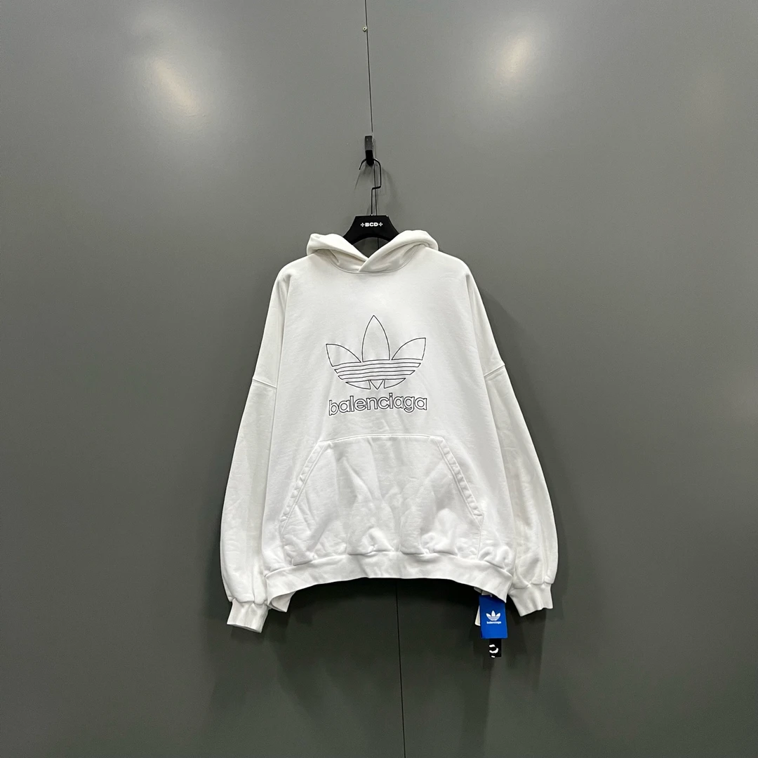 未使用 Balenciaga/巴黎世家 yy 白色正面刺绣logo帽衫4码 017735