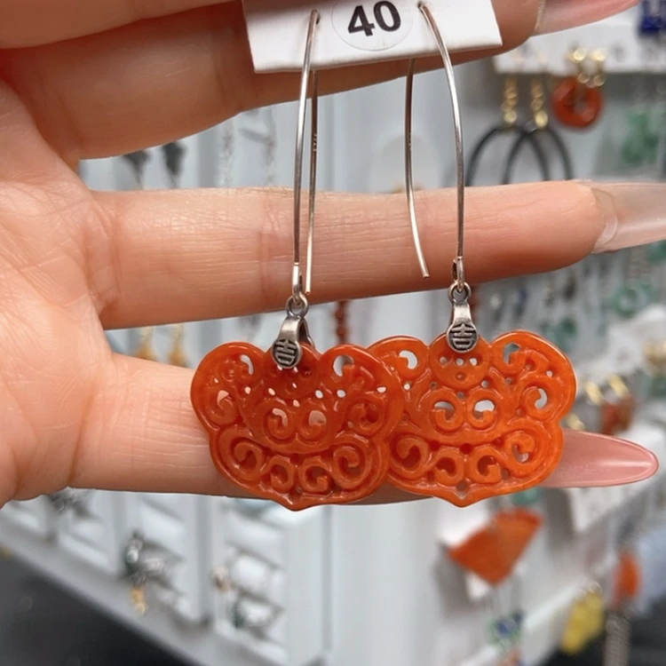 【闪购商品】翡翠耳饰银S925镶嵌优化耳饰