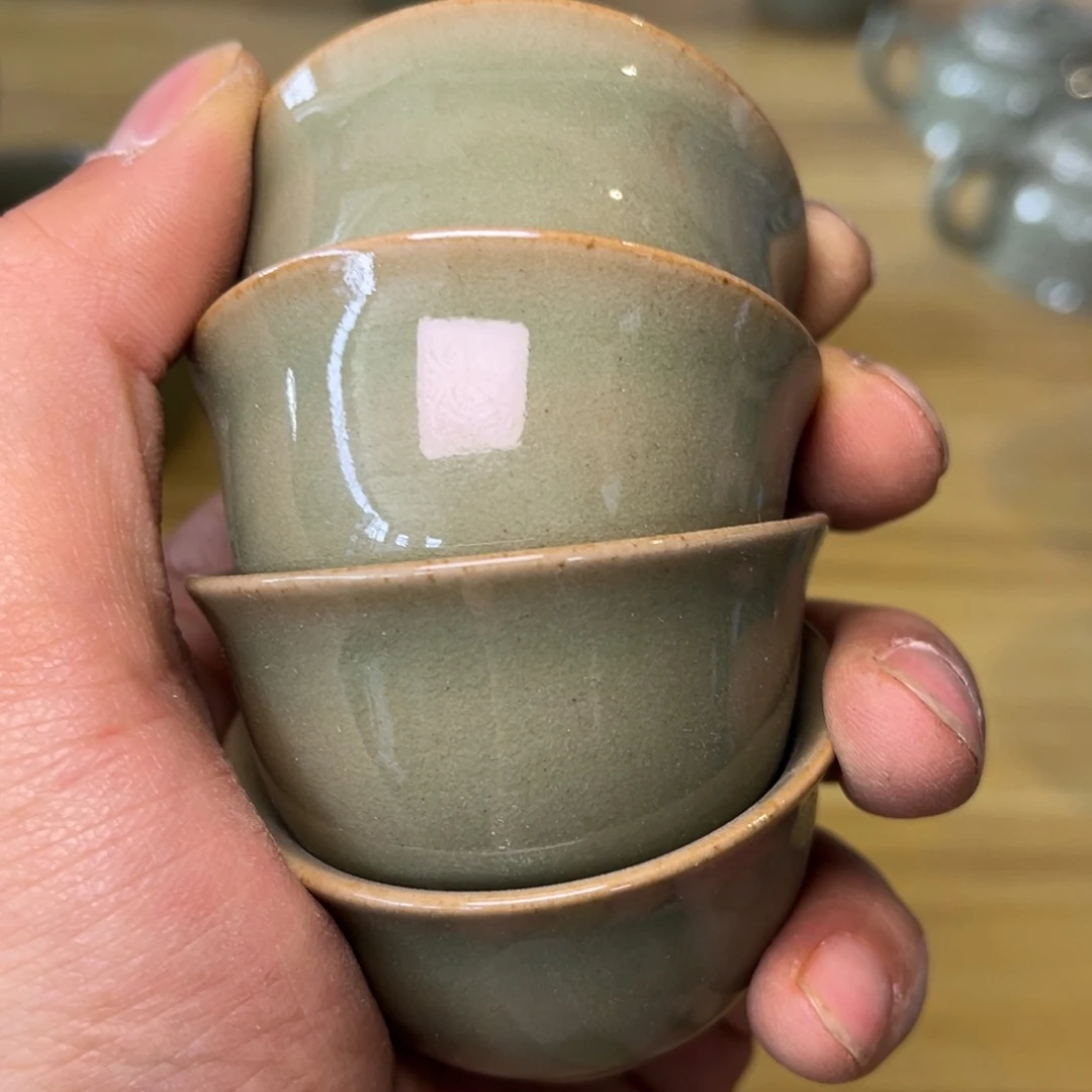 瓷微瑕素面黑泥杯子 4 只特价