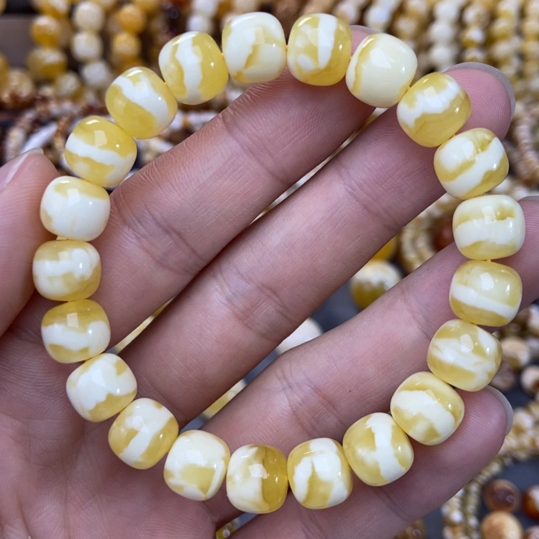 琥珀未镶嵌手链10mm焦皮同料一线天手串