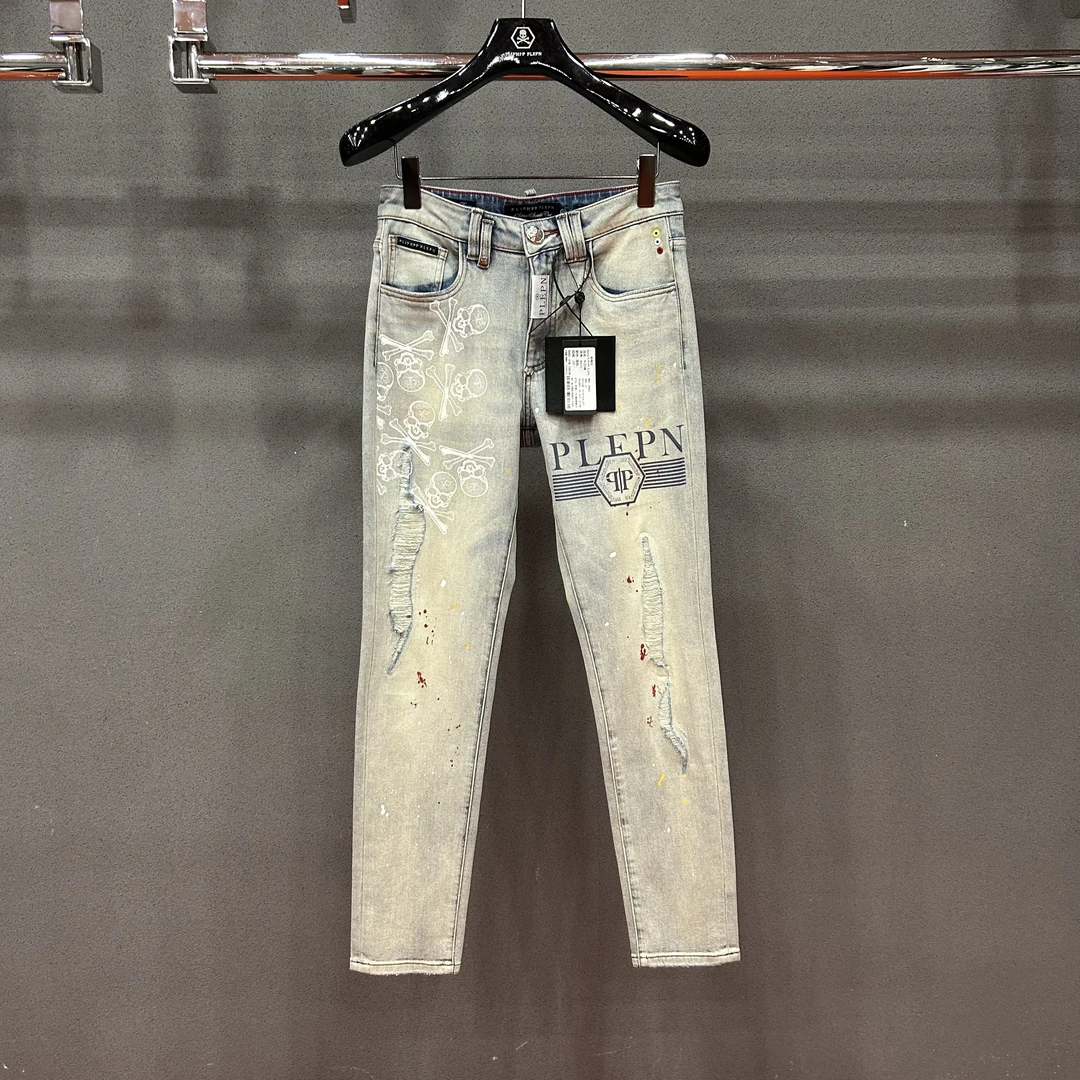 PLIPHPP PLEPN正品PP布鲁克林灰 假破洞高弹男款夏季软牛仔裤9970