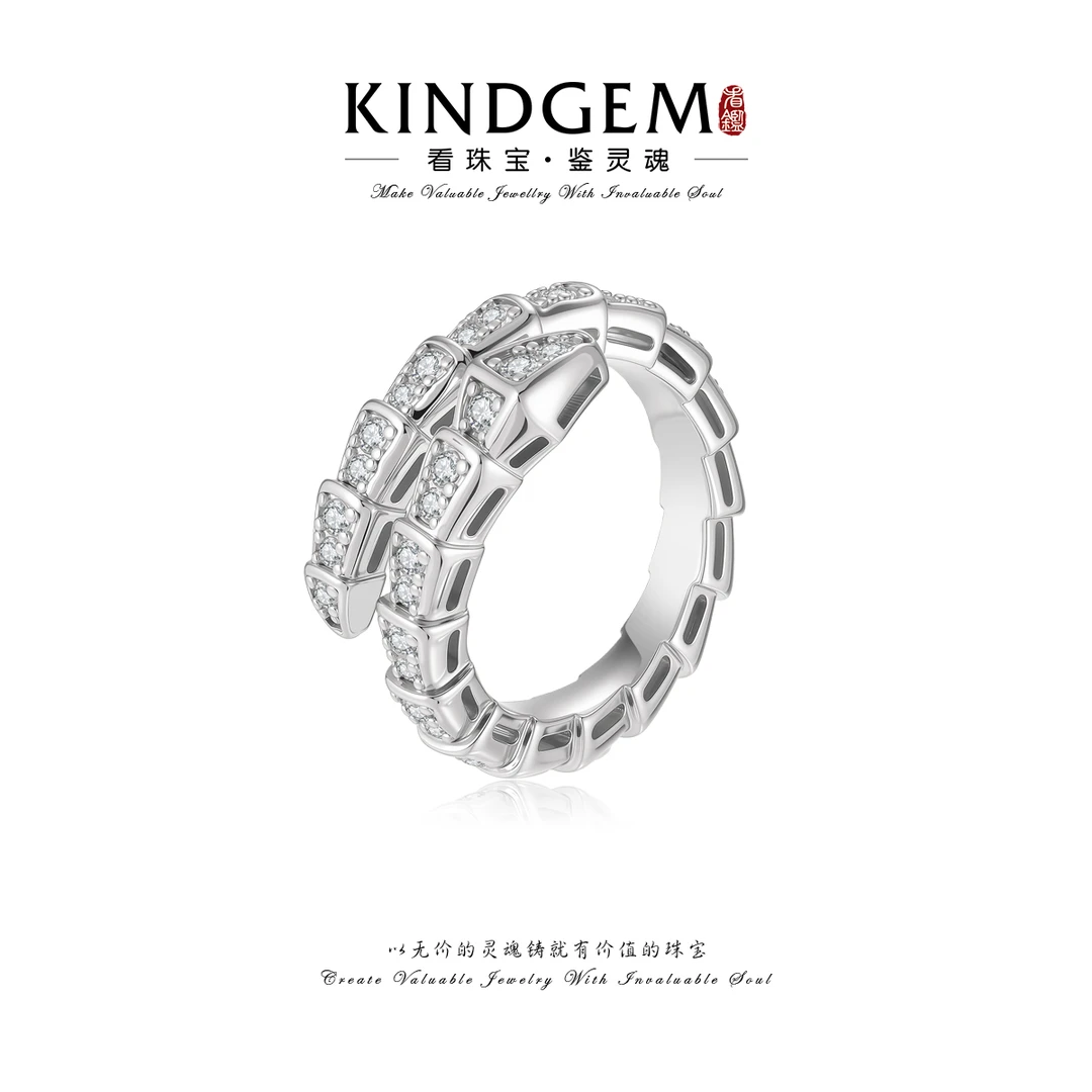 铜合金锆石戒指 C-28743 银色蛇蛇大气优雅时尚戒指