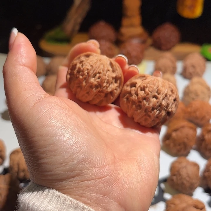 核桃文玩核桃磨盘一对38