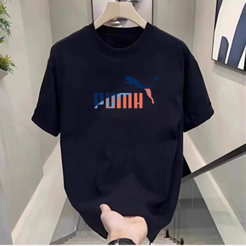 跨境夏季新款男装短袖T恤圆领印花半袖圆领外贸百搭潮牌运动上衣