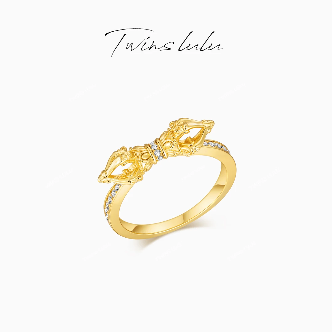 TWINS LULU 镀K金【金刚杵】古法工艺新中式金刚杵戒指TSS6933