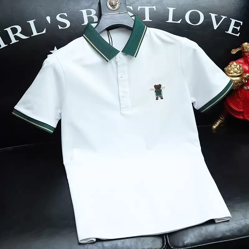 佩托本那男士polo衫短袖新款男装卡通刺绣休闲棉翻领夏季T恤上衣