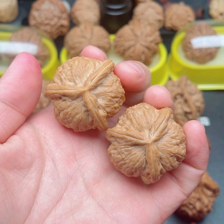 把件文玩核桃乾隆磨狮子头三棱38×37×37