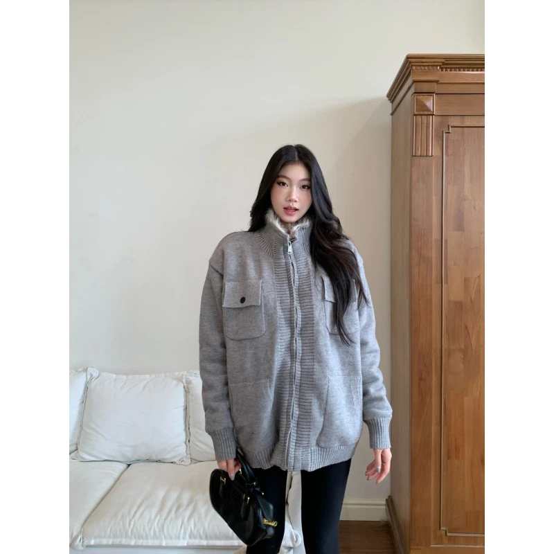withmin凉皮 雪山国度 毛衣冬季新款女加厚针织保暖外套2524229