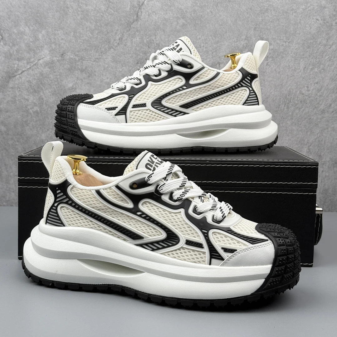 okkdey男鞋秋季时尚潮流透气老爹鞋厚底增高百搭潮流休闲鞋