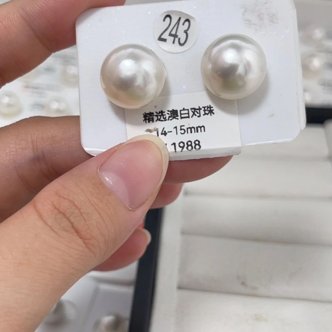 未镶嵌澳白对珠14-15m m特价海水珍珠