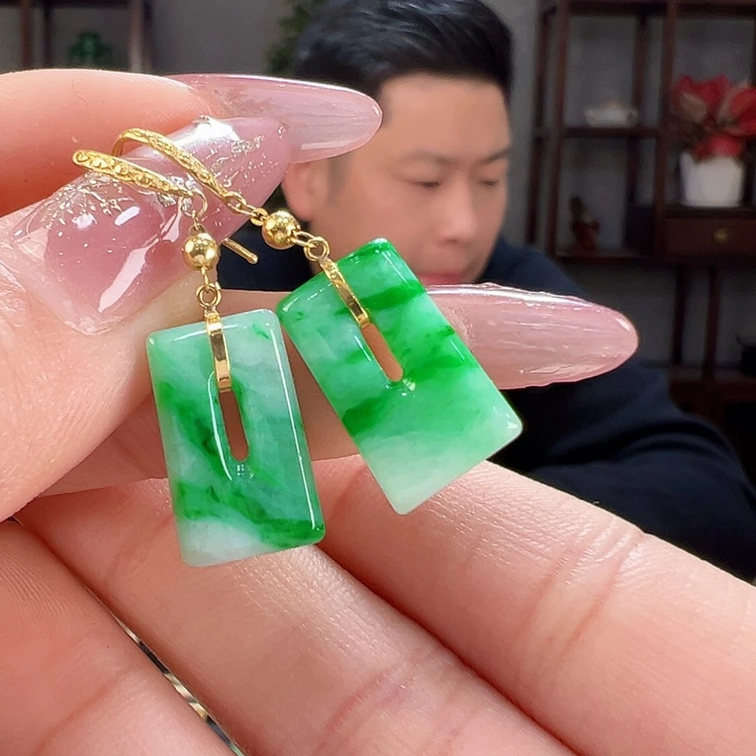 翡翠耳饰18K金镶嵌耳环52