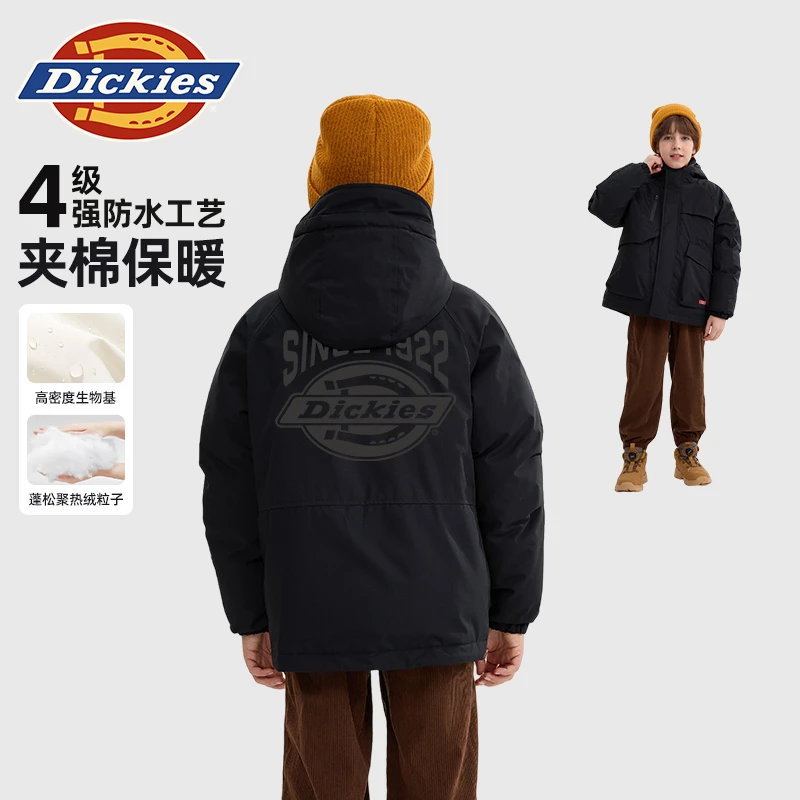 Dickies童装儿童冬装2026款连帽棉服帅气男孩外套洋气男童冲锋衣