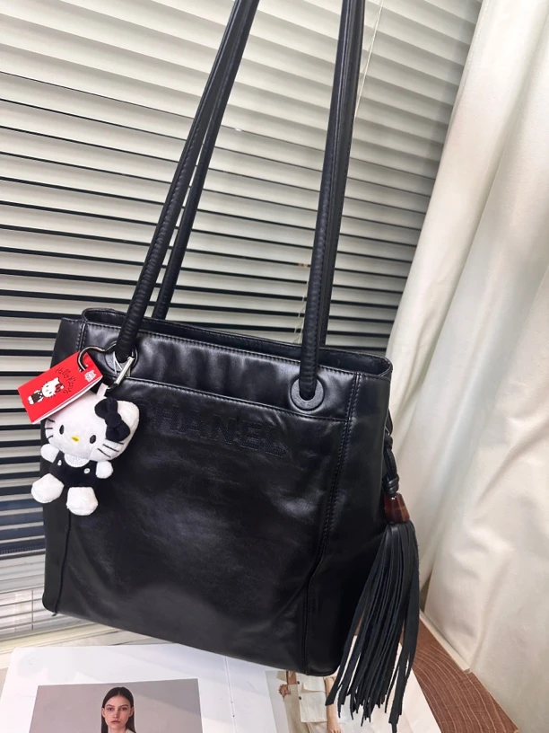 95新 Chanel/香奈儿 黑色流苏托特包单肩包时尚大容量手提包