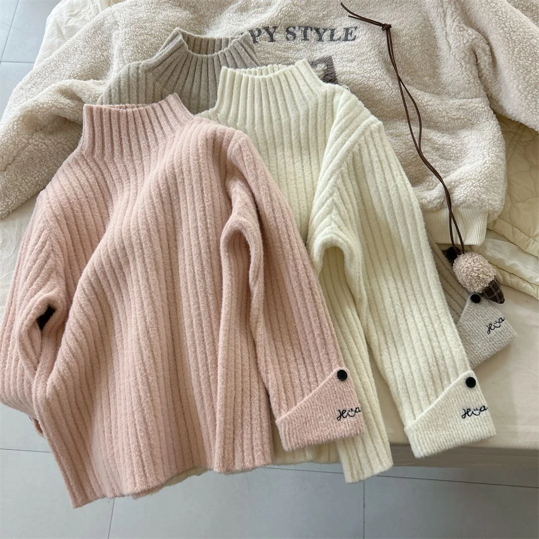 女童毛衣冬款儿童半高领修身打底衫女孩中领内搭针织衫保暖线衫
