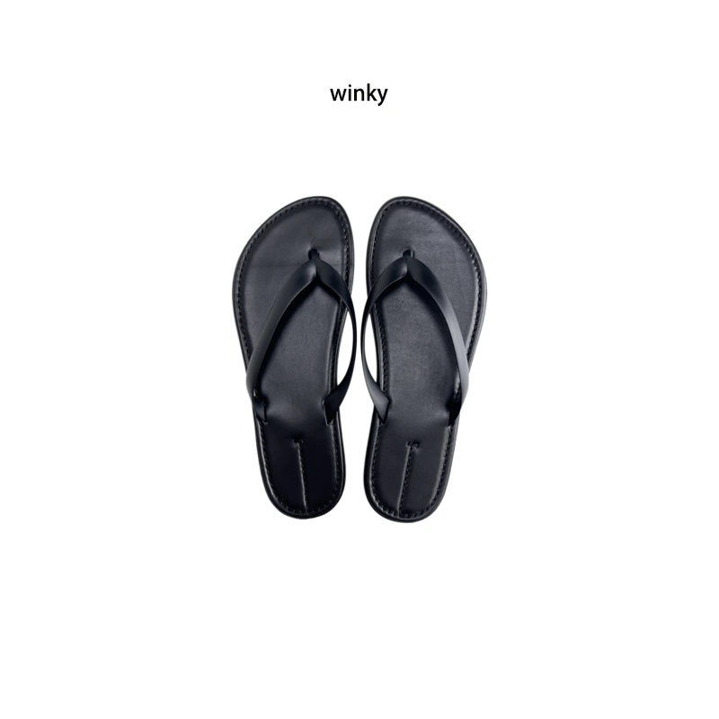 小牛皮百搭神器真皮拖鞋夹脚拖鞋