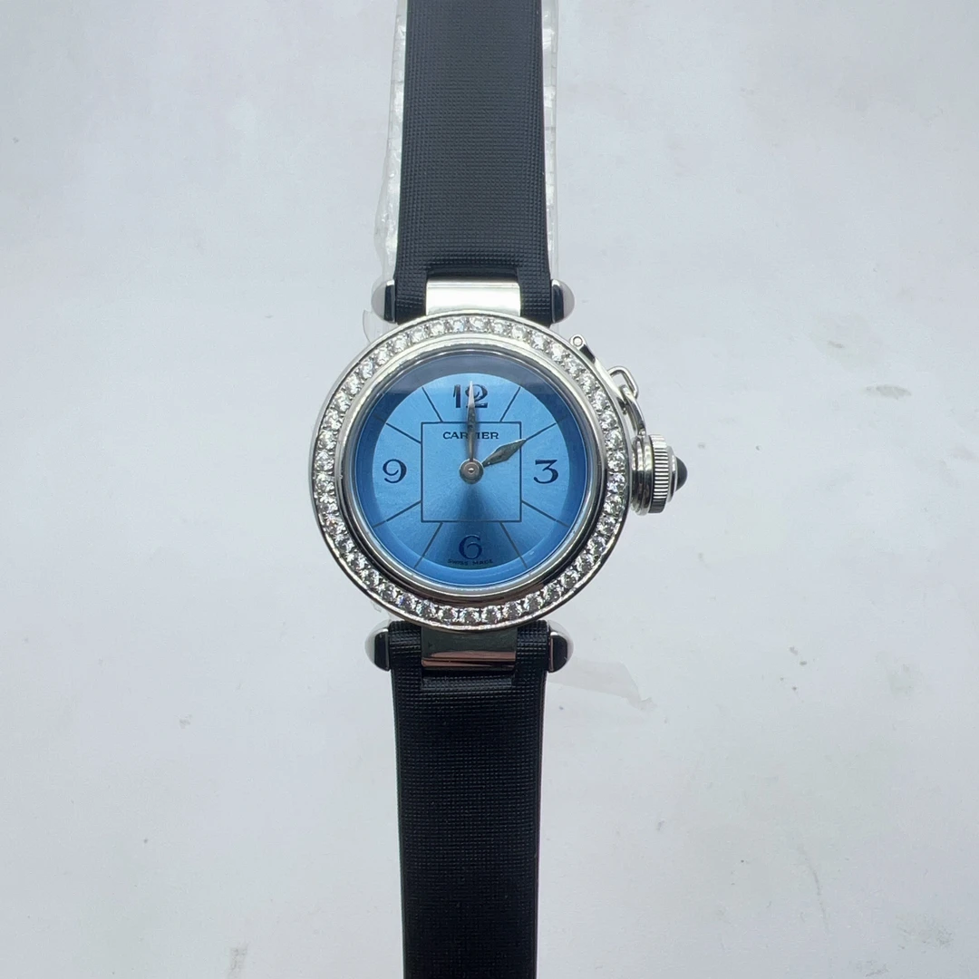 95新 Cartier/卡地亚 66057帕莎/女士石英表/27盘/后镶钻带扣后配