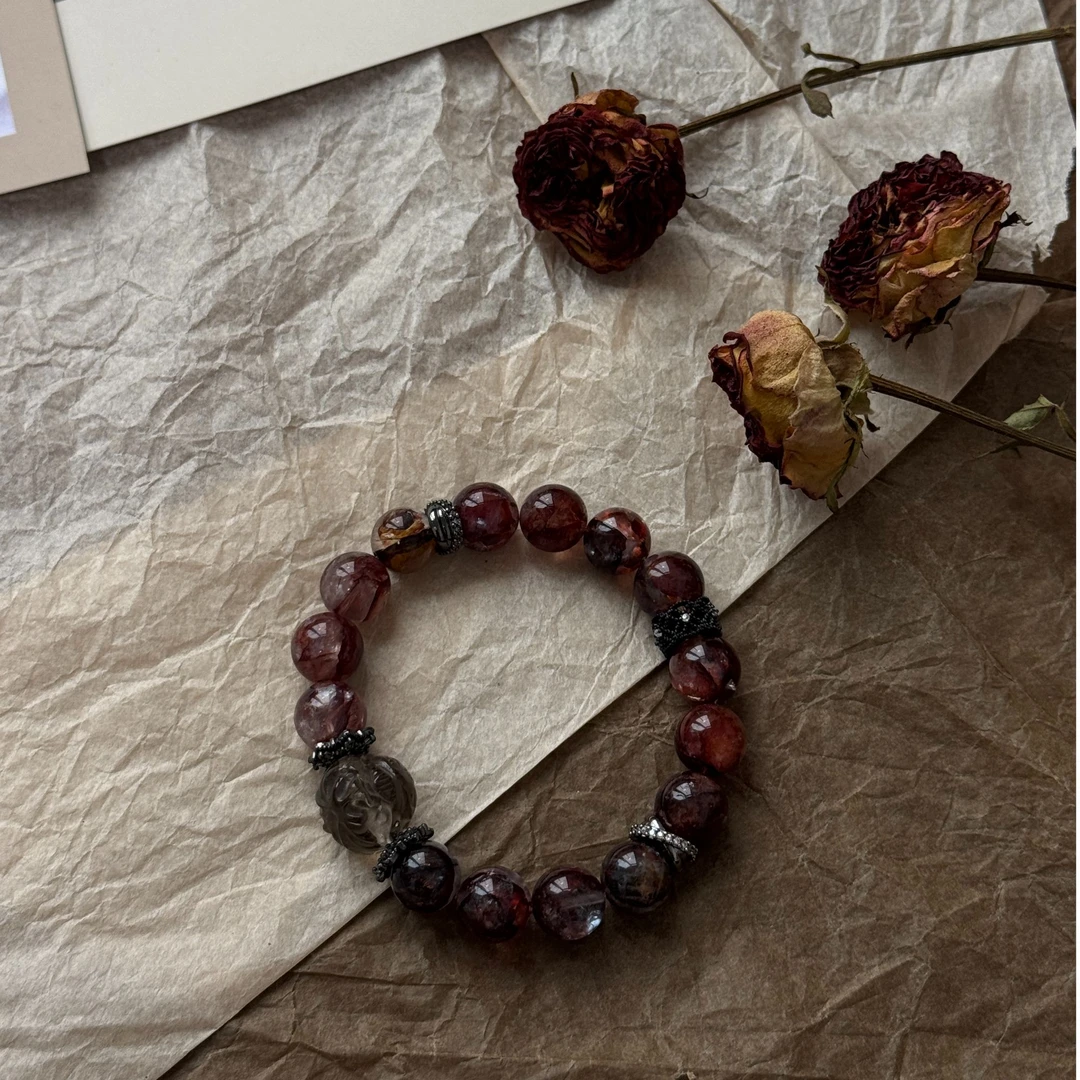 FIVE WALK原创设计"嗜血玫瑰“茶晶狐狐红胶花手串多样性发其一