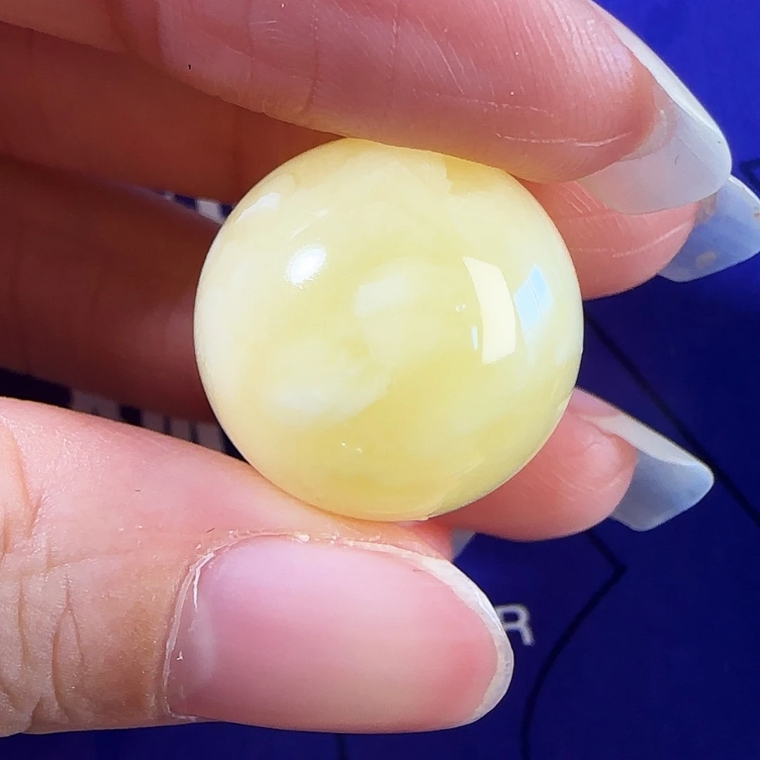 蜜蜡未镶嵌颈饰18.1mm黄白花焦皮料圆珠
