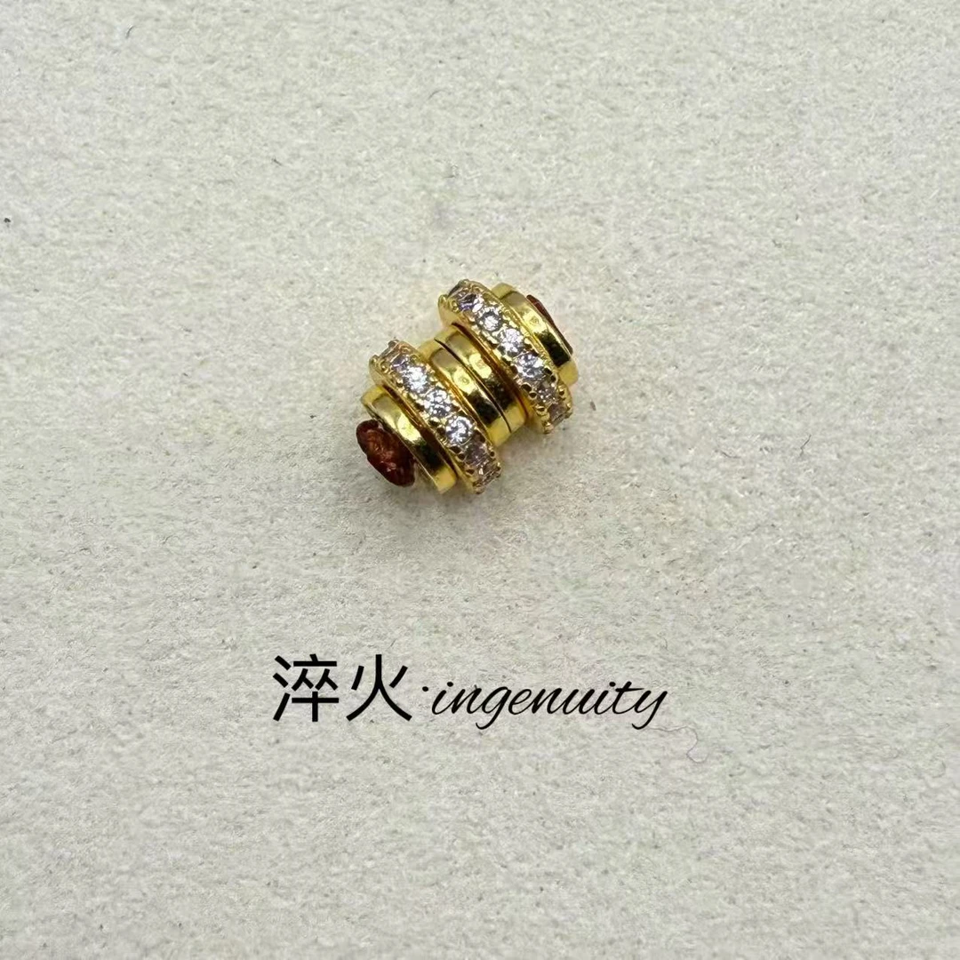 升级款平面反进白轴4-6mm文玩配饰古铜色（非梵瑾骨珠轴）