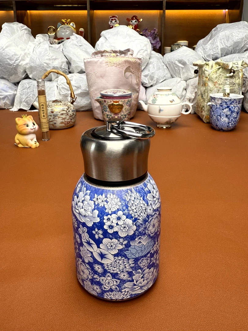 拎茶就走通用链接@@qs3384青花满枝保温杯