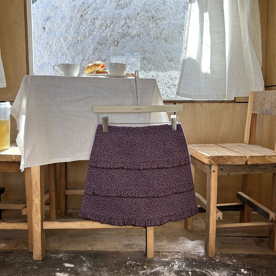 【赵小小&心动记号】8125 秋季设计感花边高腰气质复古A字半身裙女