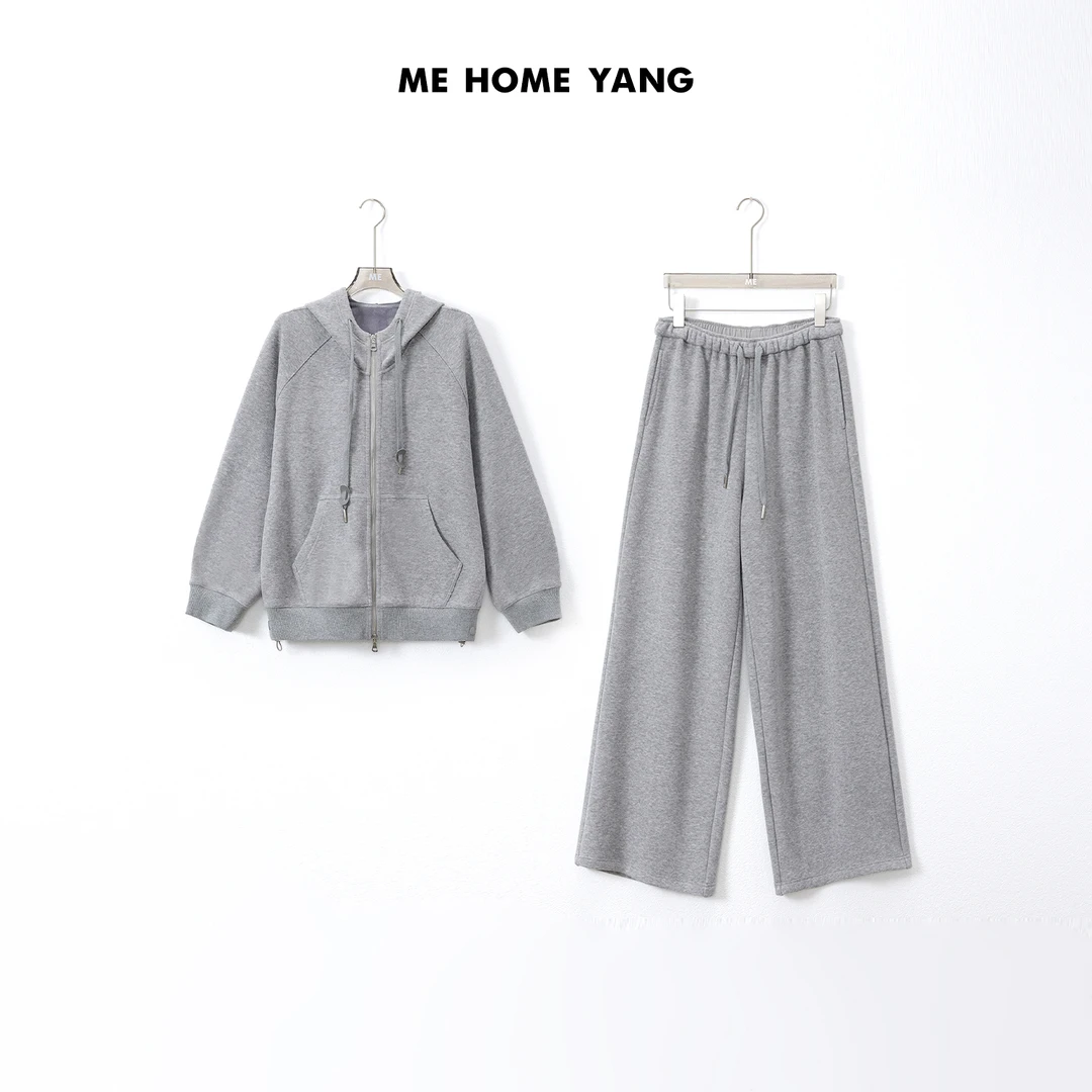 ME【糯米绒套装】软糯绒感连帽拉链两件套百搭休闲套装MEQA2625加绒