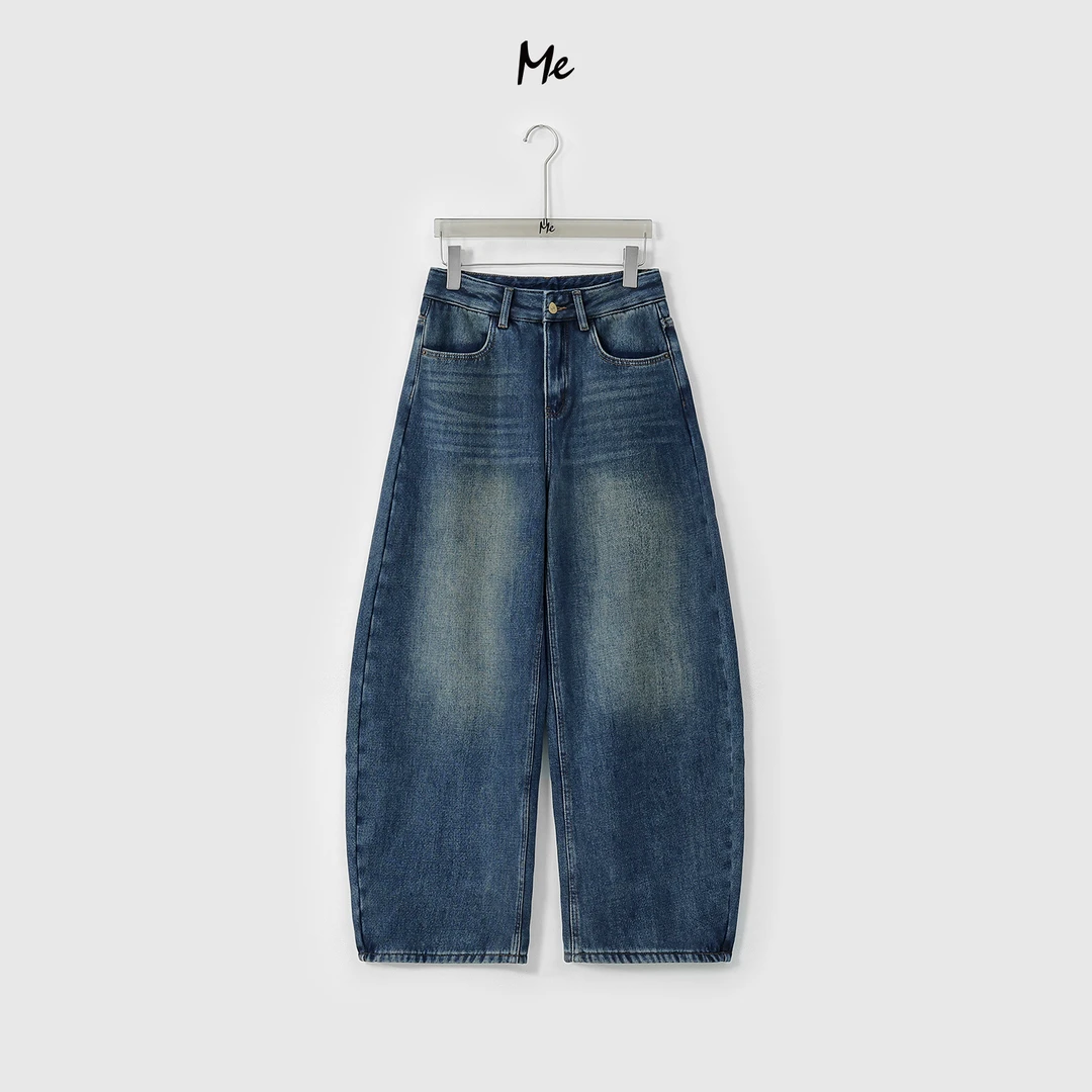 ME【折叠弯刀裤（加绒）】100新疆长绒棉显瘦水洗牛仔裤MESA5977