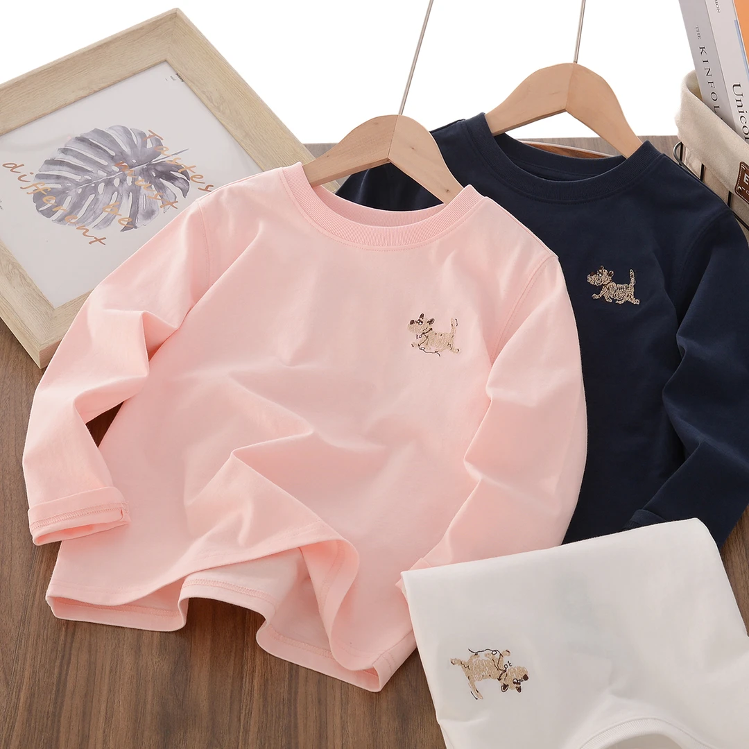 XZ231男童新款小狗T恤衫儿童中大童休闲百搭长袖25春款