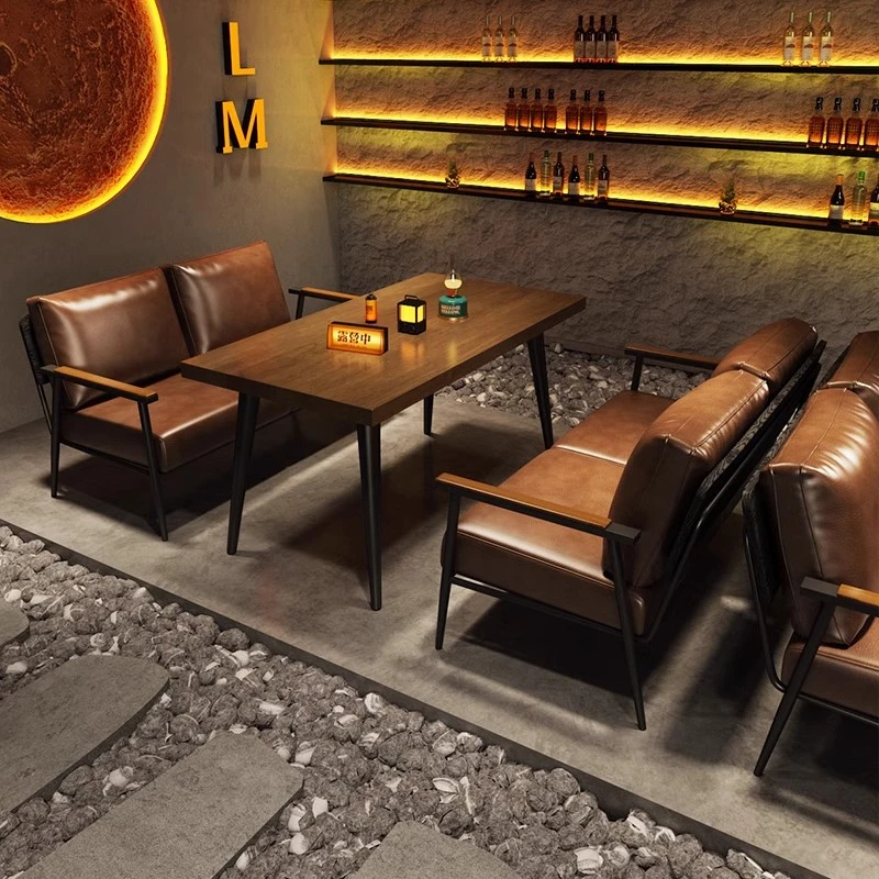 清吧酒吧沙发卡座工业风网红露营风烧烤店咖啡西餐厅餐吧酒馆桌椅