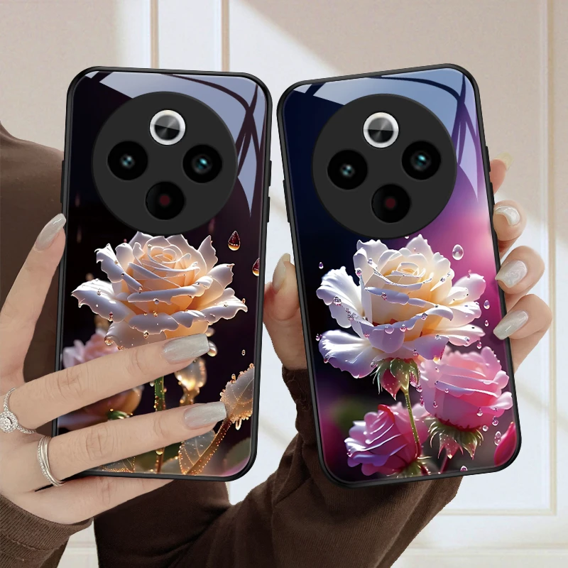 盛开花朵适用vivoY300Pro+手机壳vivoY300GT保护套全包防摔散热玻