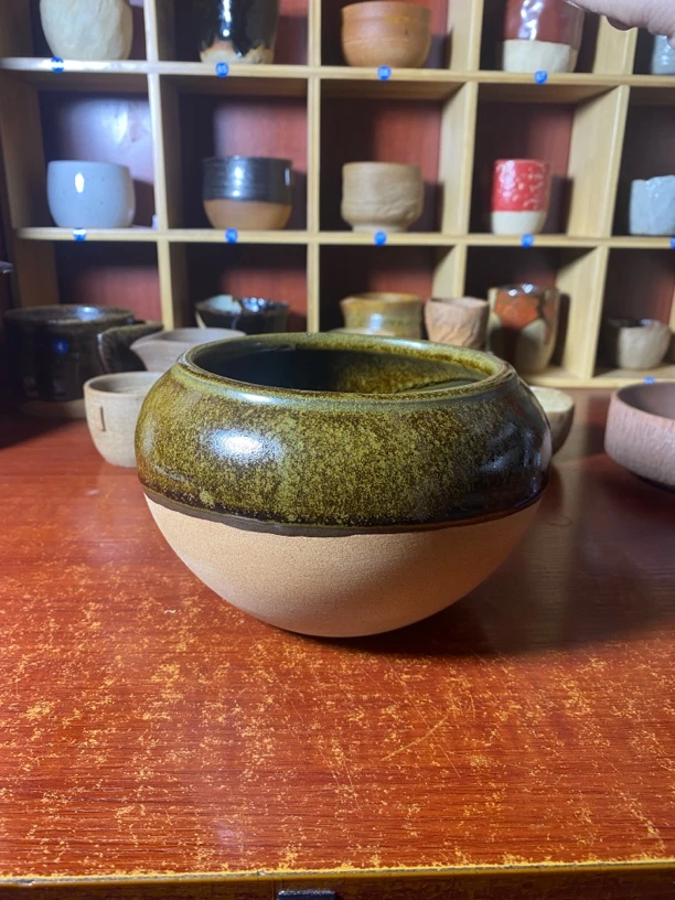 井陉窑手工茶叶末釉复古半釉黑色粗陶建水