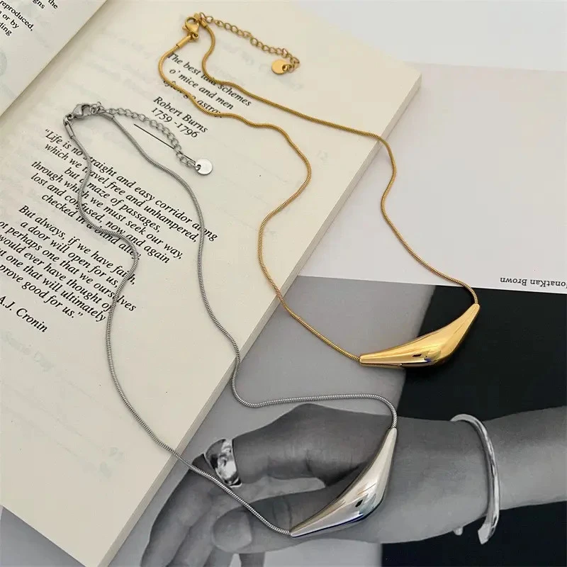 钛钢项链 欧美潮流时尚简约百搭高级感金属骨蛇骨项链毛衣链