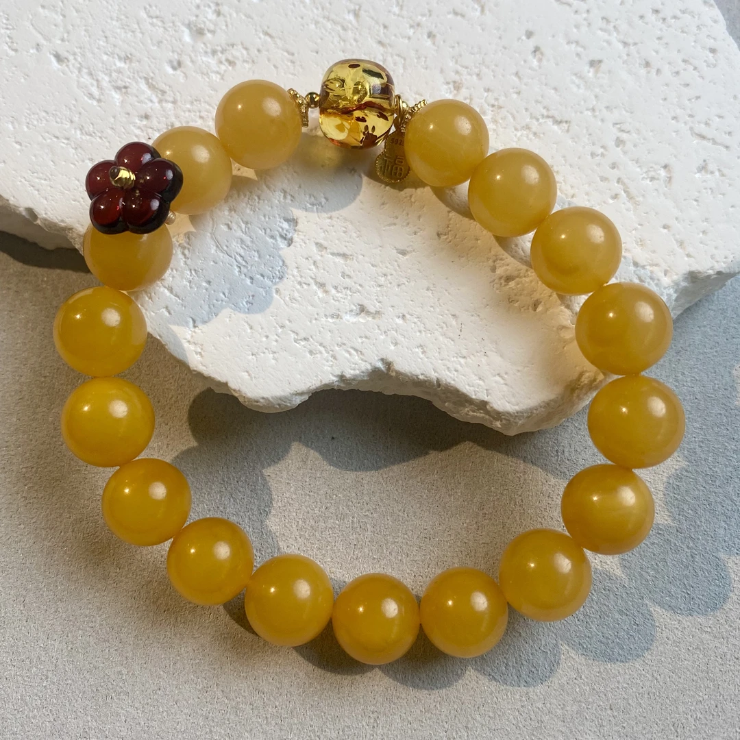 【亿轩珠宝】ZX112312焦皮料单圈手串diy血珀花花10mm+