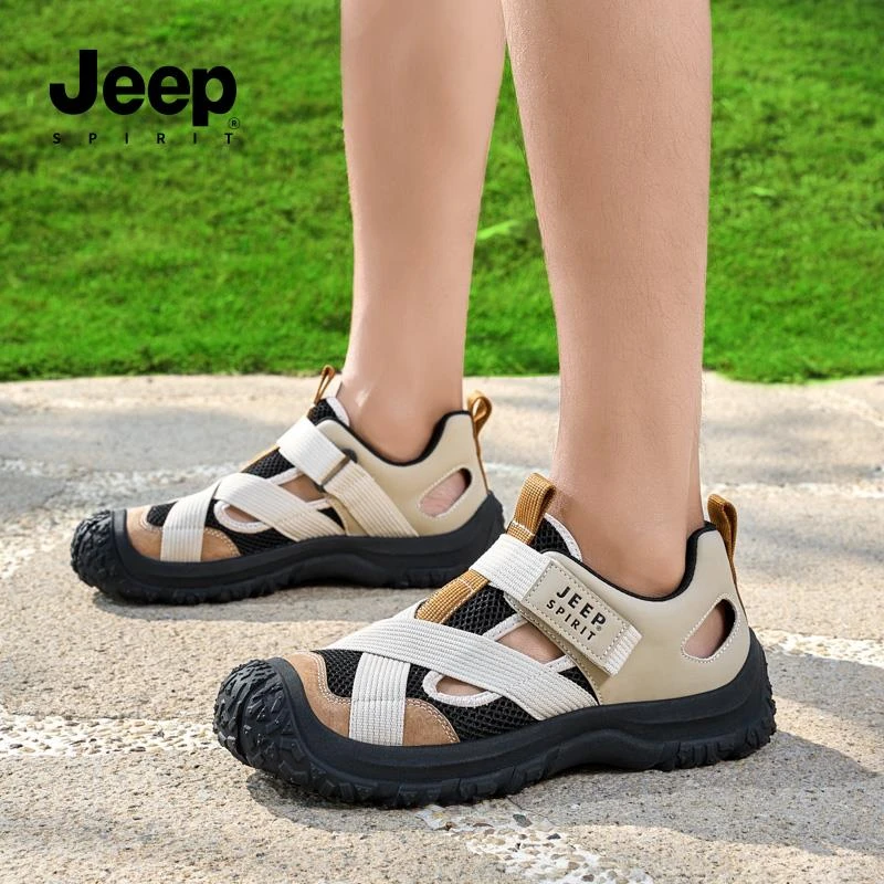 JEEPSPIRIT男士鞋子沙滩鞋轻质运动风洞洞鞋沙滩外穿透气舒适凉鞋
