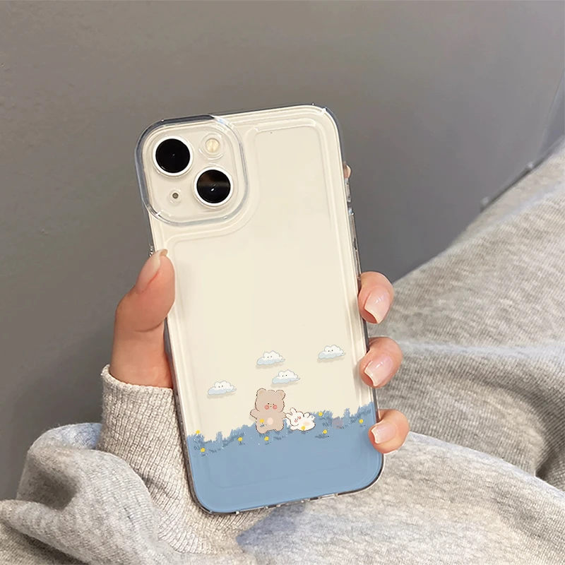 小熊与小兔iPhone16手机壳15苹果14软13小米vivo华为适用创意简约