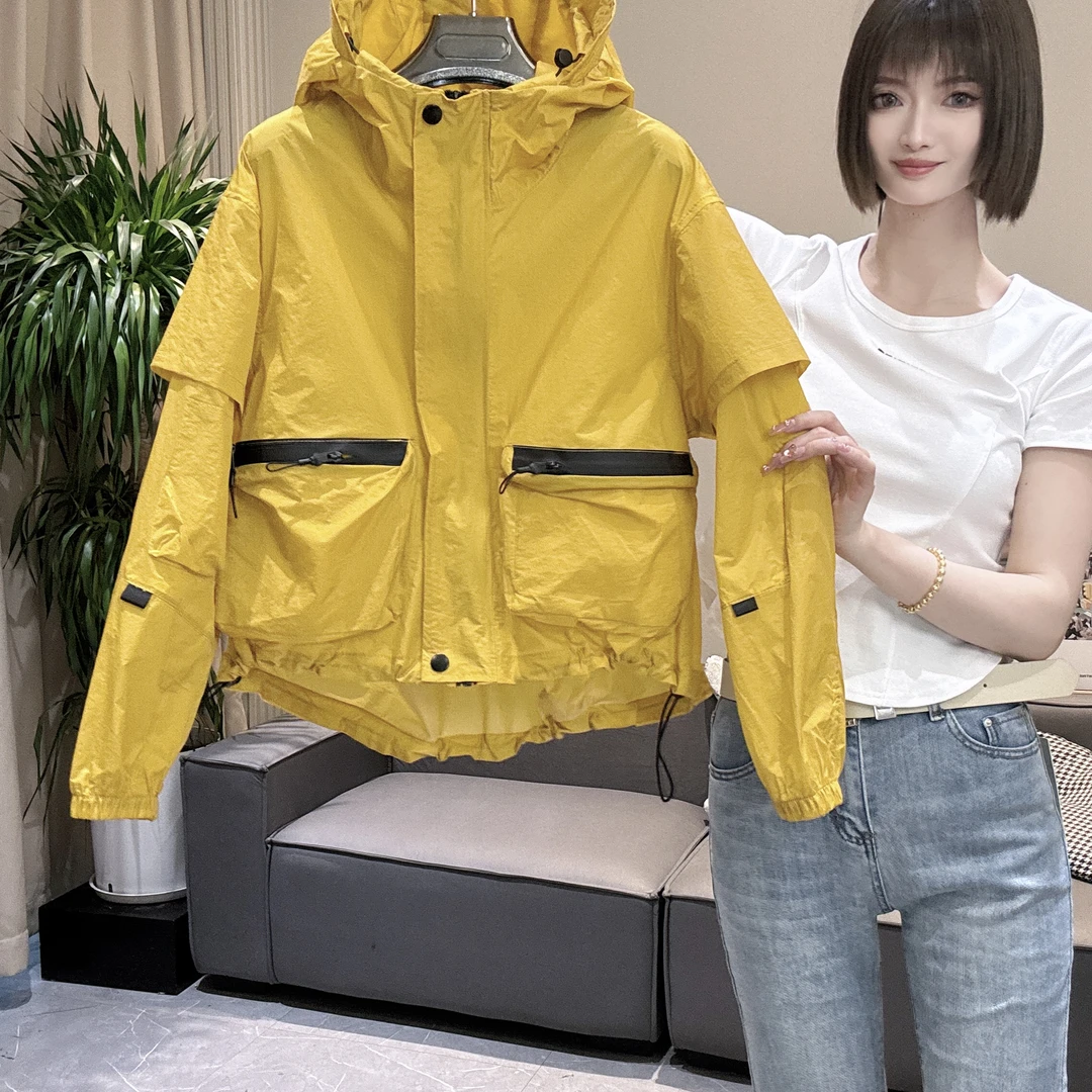 夏季新款连帽重工轻薄防晒短外套10862