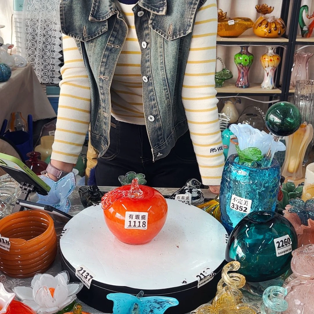 1118苹果 家悦琉璃工艺品冰纹小瑕