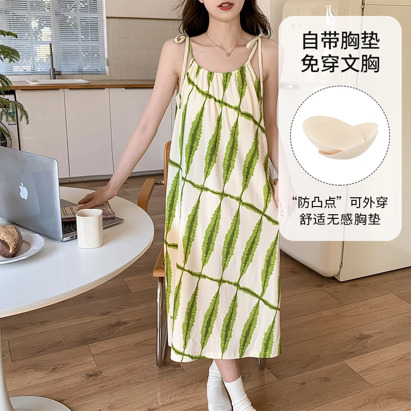 吊带睡裙少女款夏季带胸垫清新甜美防凸点睡衣2025新款夏天家居服