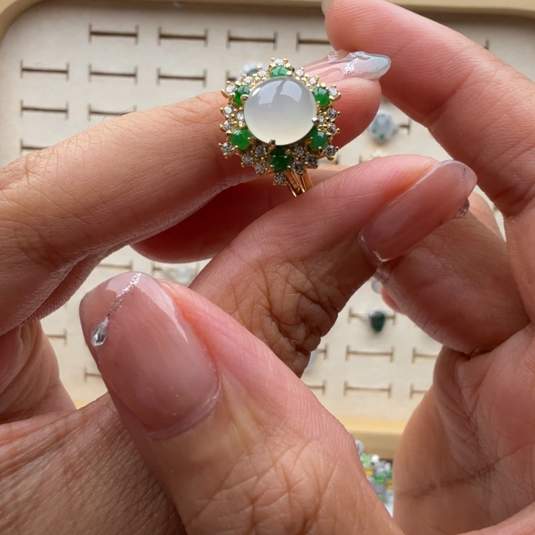 银S925镶嵌戒指翡翠戒指