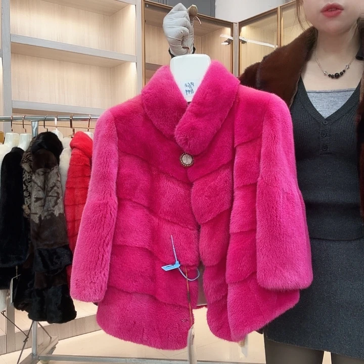 枚粉色立领貂yh0540