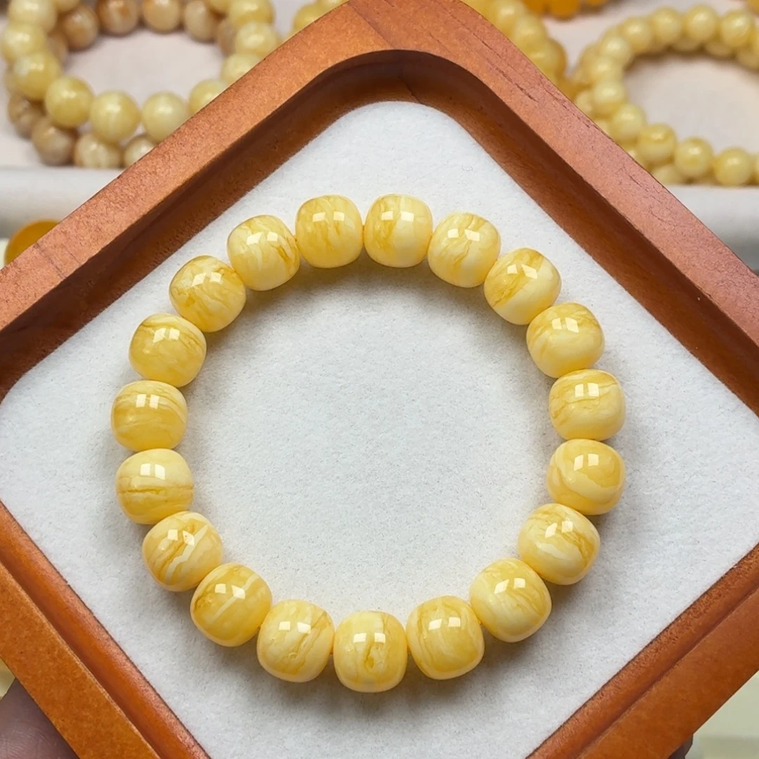 琥珀未镶嵌颈饰同料焦皮千层雪虎皮纹 16.6g