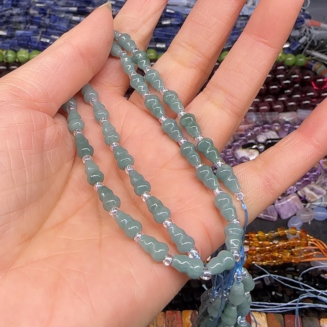 玛瑙/玉髓合金珠宝半成品翡翠葫芦5-7mm一条