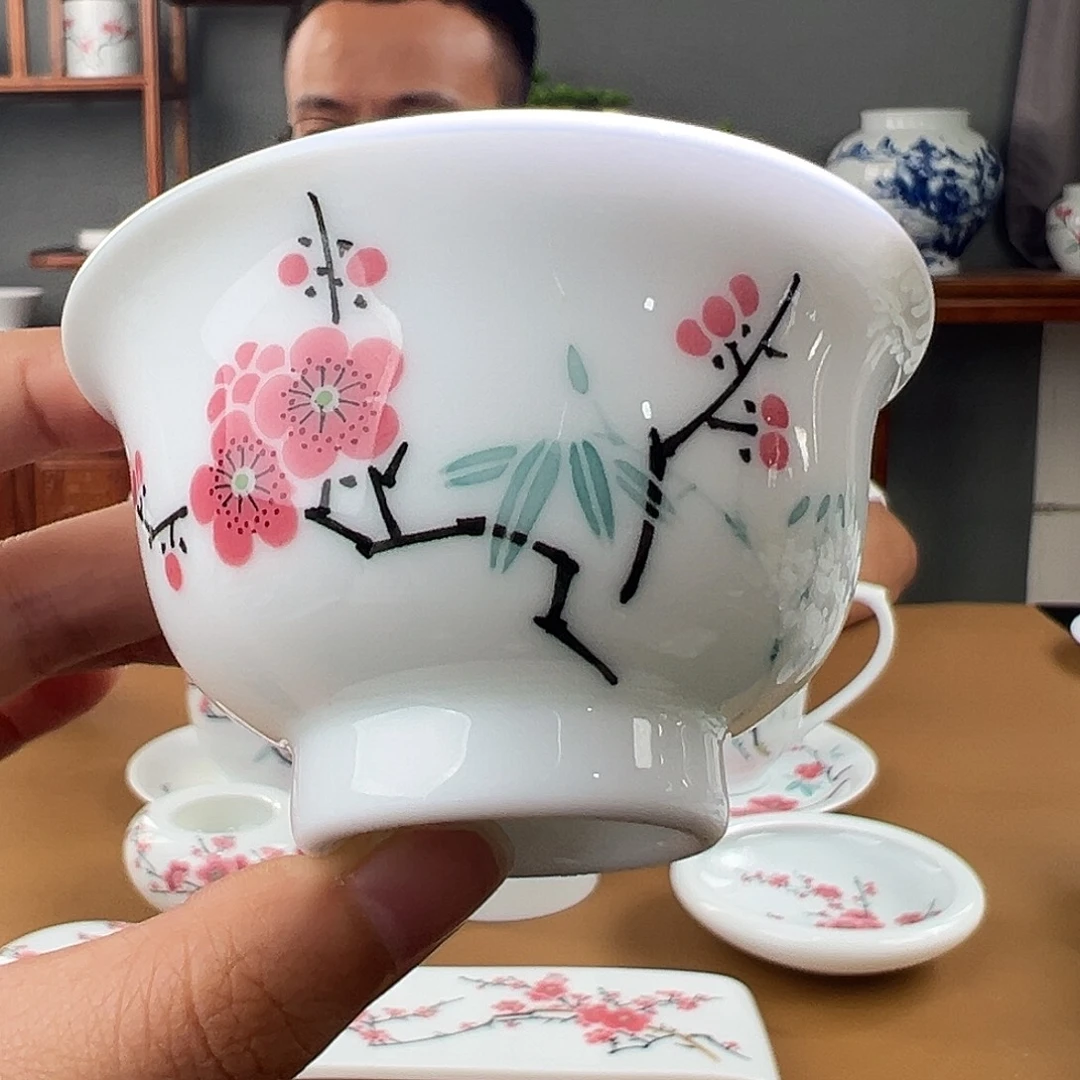 翠竹红梅压手杯杯