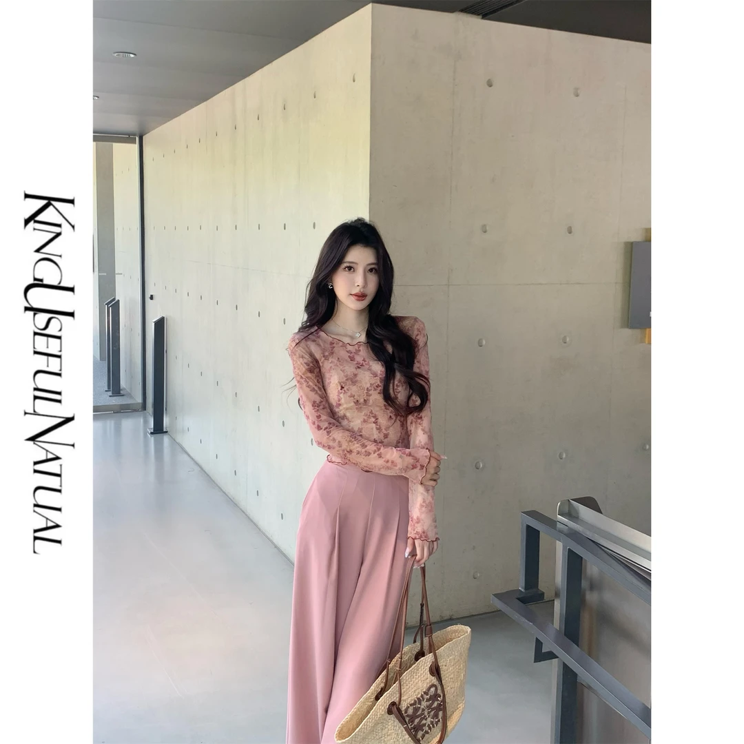 KUN【胭脂蔻】迷人眼 扎染底植绒花工艺明艳粉色约会圆领防晒上衣