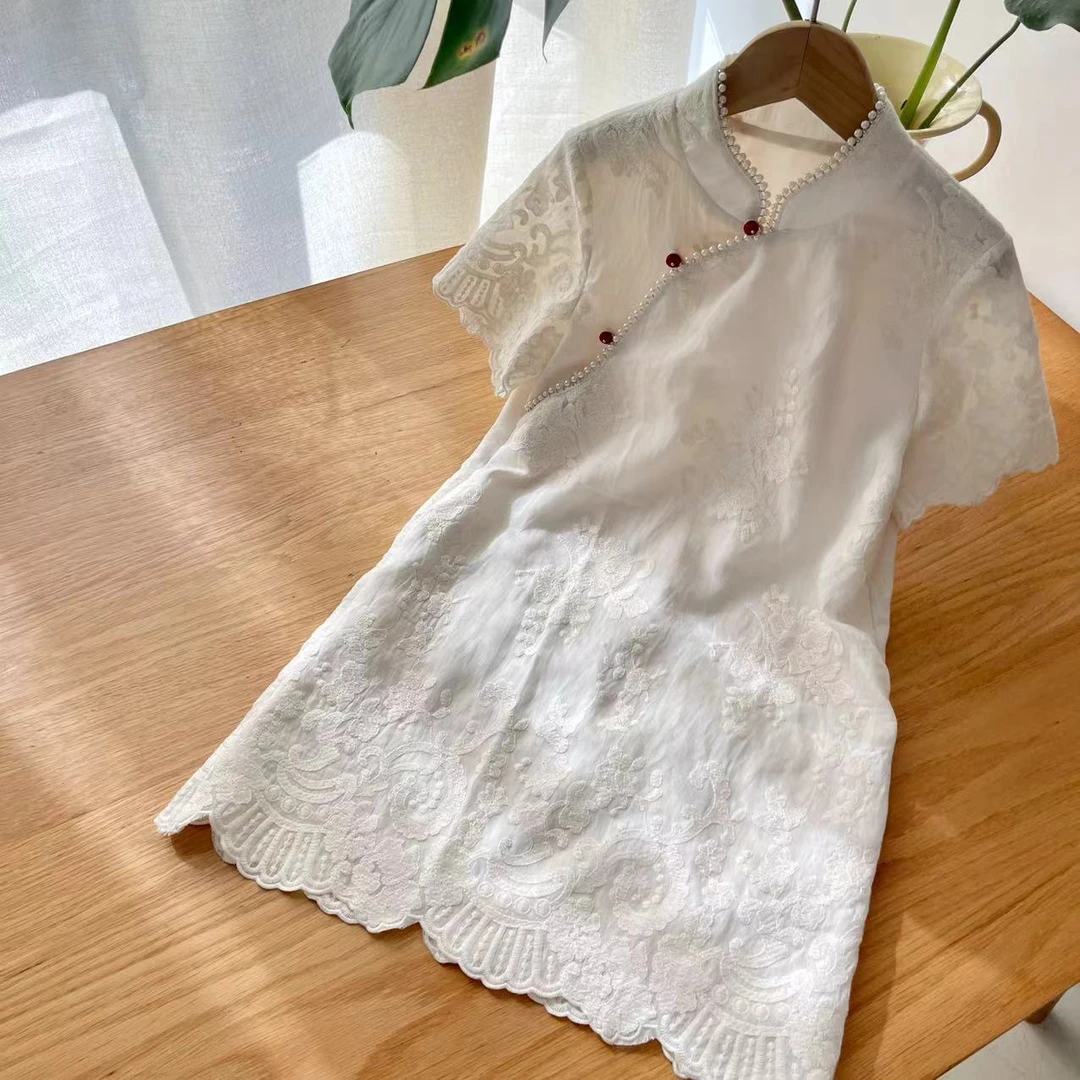 【喜儿定制】春夏季新款百搭时尚旗袍长裙女孩汉服裙中大童夏款