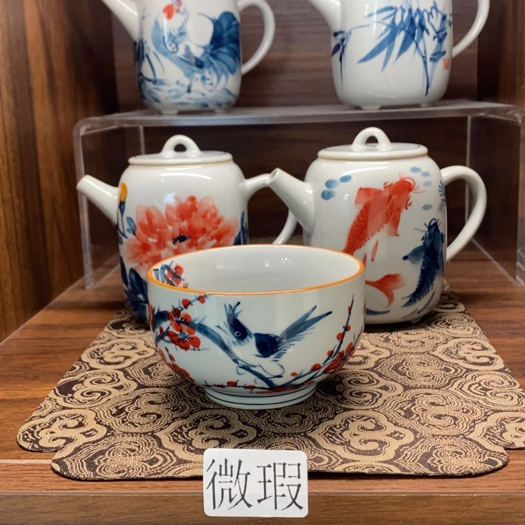 釉下彩老陶泥手工绘制