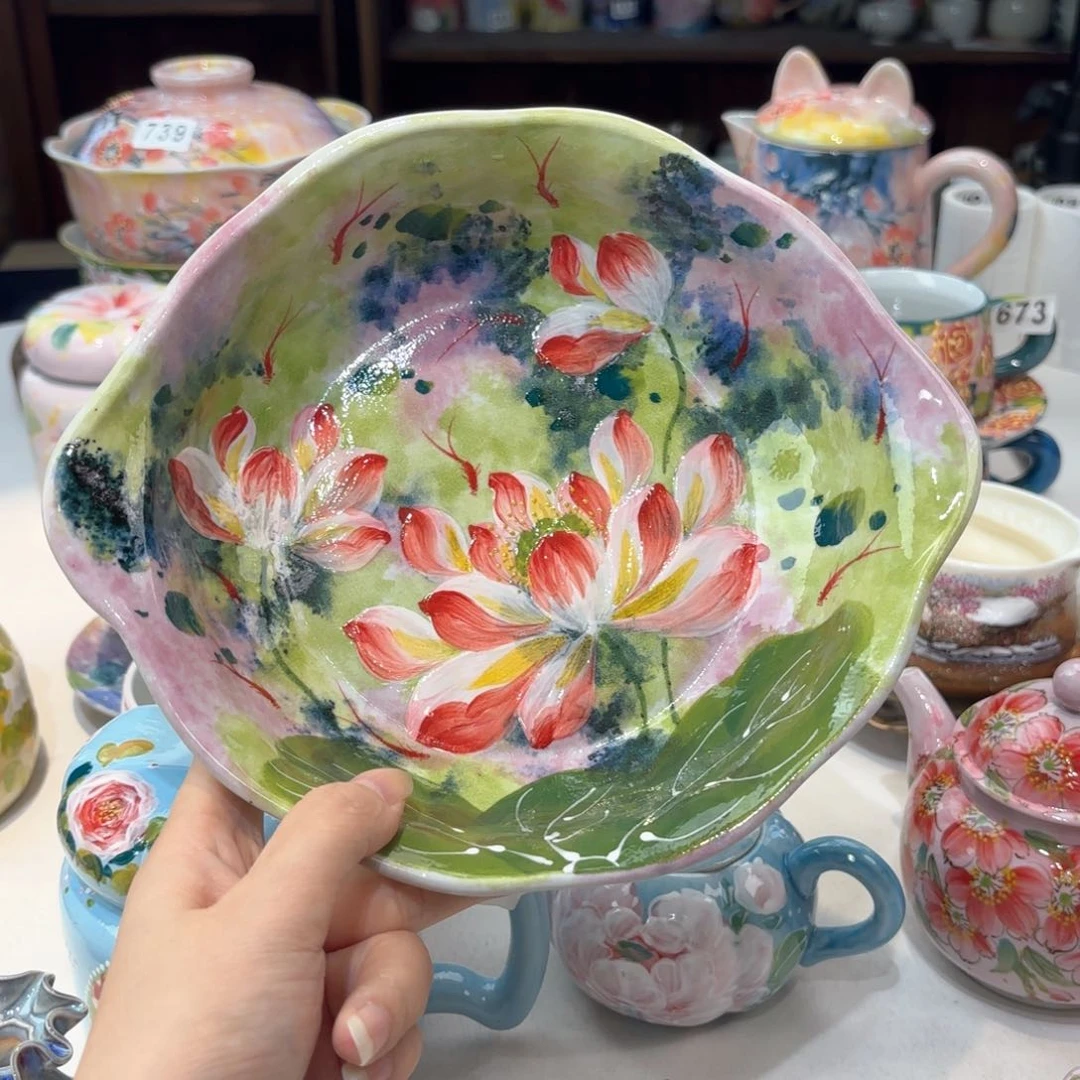 景德镇手绘高温釉下彩陶瓷茶具