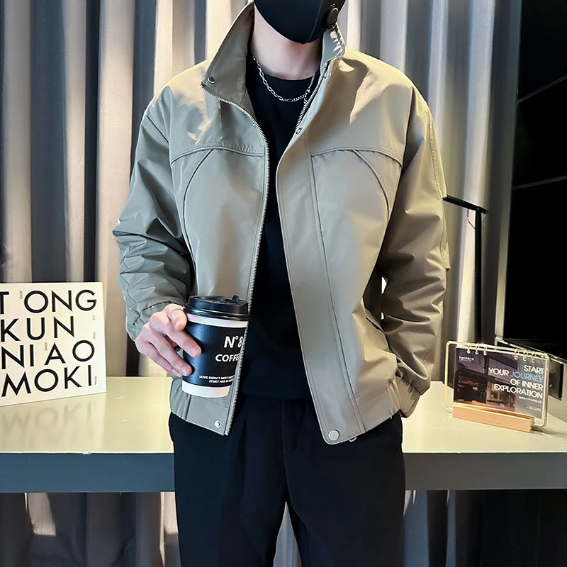 男士外套春秋季2025新款潮牌男装外衣高级感痞帅休闲时尚立领夹克