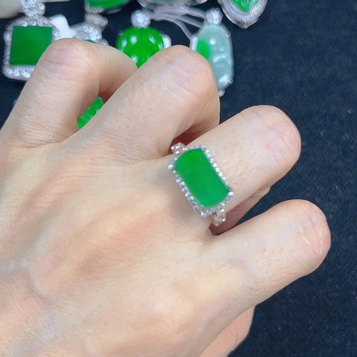 翡翠银S925镶嵌吊坠(不含链)